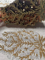 Flower Heavy linen fabric designer Indian hand block print heavy fabric pillowcases thick linen upholstery block printing art table - Rohiyaan